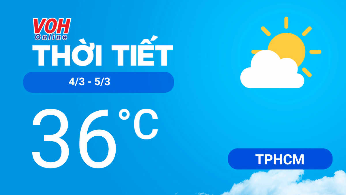 Thời tiết TPHCM 4/3 - 5/3: Trời nhiều mây, buổi chiều nóng bức