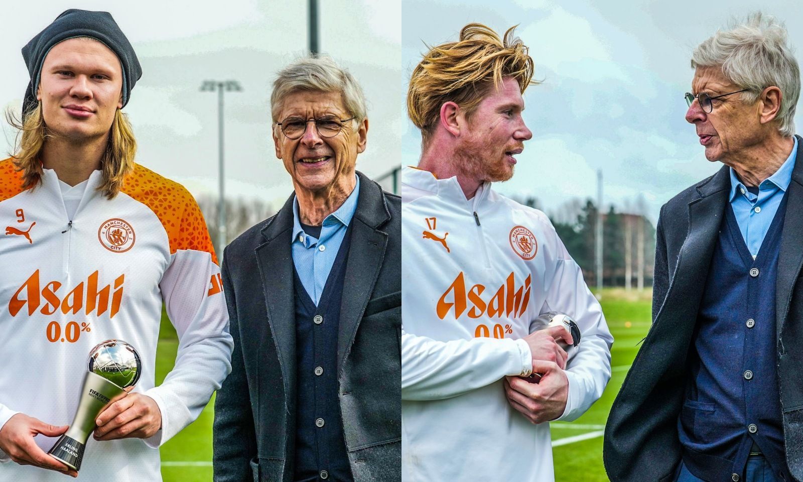 Wenger đến đại bản doanh Man City, trao tận tay Haaland và De Bruyne giải thưởng lớn