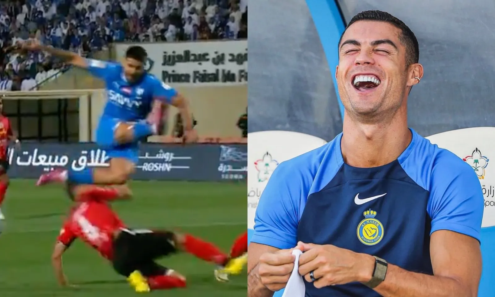 Ronaldo cười khẩy khi trọng tài cho Al Hilal hưởng 3 quả penalty trong trận đấu