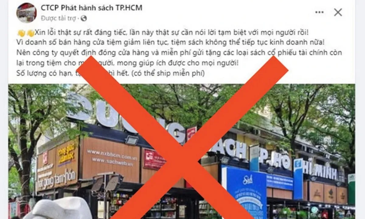 Đường sách TPHCM cảnh báo tài khoản Facebook giả mạo tung tin đóng cửa