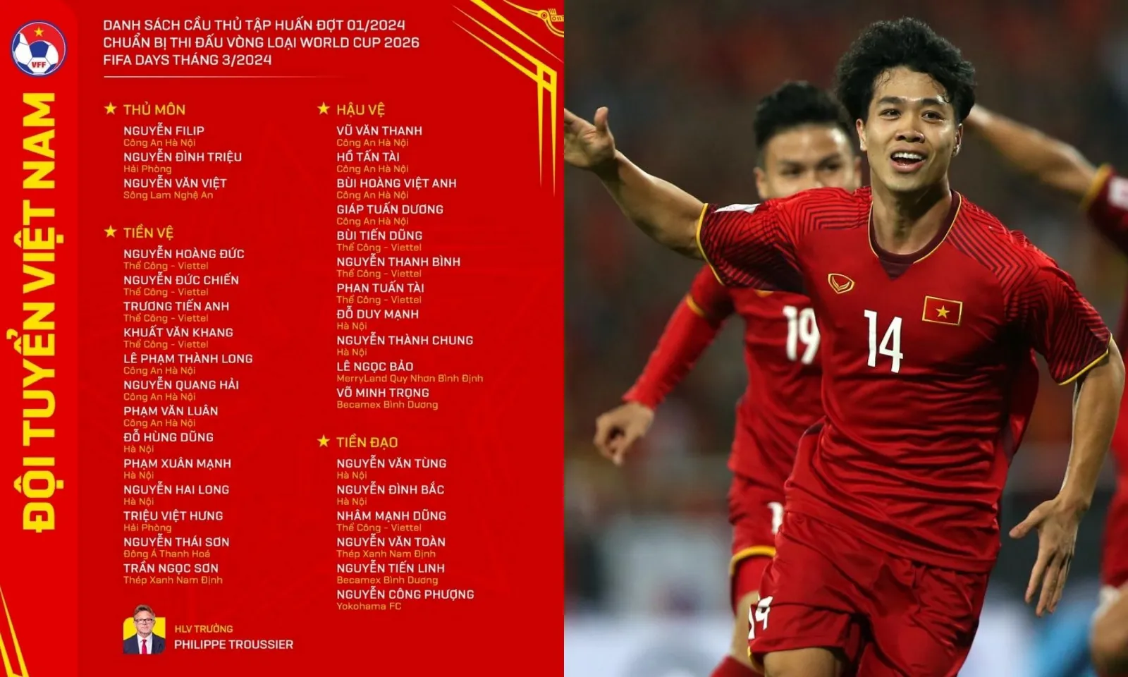 Tuyển Việt Nam công bố danh sách triệu tập vòng loại World Cup: Công Phượng tái xuất | Vắng 5 trụ cột