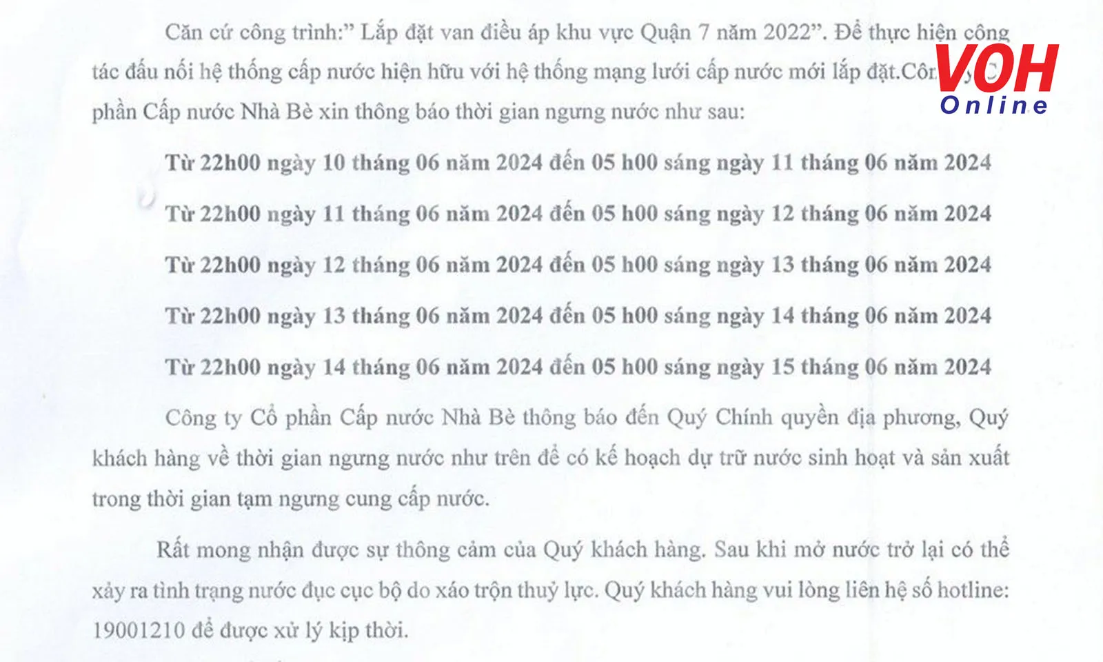 Nhiều khu vực quận 7, Nhà Bè bị cúp nước tối nay và cuối tuần
